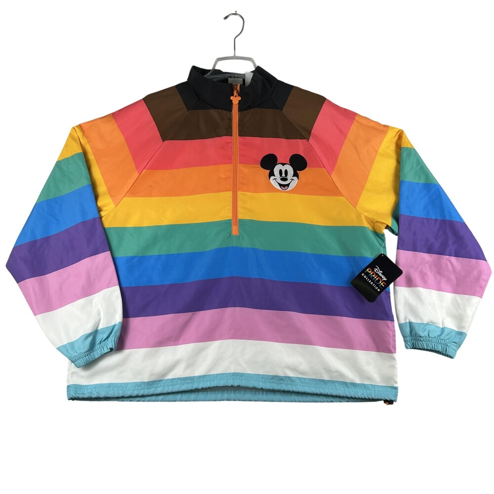 Disney Jacket Womens XL Pride Collection Rainbow Mickey 1/4 Zip Windbreaker